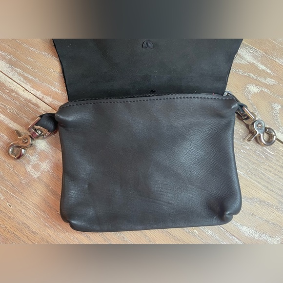 Handmade Black SUPER SOFT Genuine Leather Clip On Hip Bag Fanny Pack Motorcycle - Picture 7 of 13